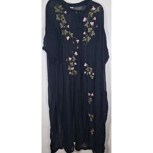 Rose Black embroidered cover up